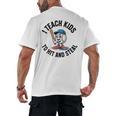 I Teach Kids To Hit And Steal Baseball Softball Coach Men's Back Print T-Shirt I Teach Kids To Hit And Steal Baseball Softball Coach Men's Back Print T-Shirt