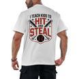 I Teach Kids To Hit And Steal Baseball Softball Coach Premium Tri-Blend Men's Back Print T-Shirt I Teach Kids To Hit And Steal Baseball Softball Coach Premium Tri-Blend Men's Back Print T-Shirt