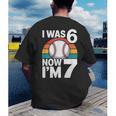 I Was 6 Now Im 7 Baseball Birthday Age 7 Men's Back Print T-Shirt
