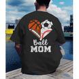 Ball Mom Heart Soccer Basketball Baseball Football Mom Men's Back Print T-Shirt Ball Mom Heart Soccer Basketball Baseball Football Mom Men's Back Print T-Shirt