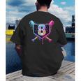 Baseball 8 Year Old Ice Cream Drip 8th Birthday Party Men's Back Print T-Shirt Baseball 8 Year Old Ice Cream Drip 8th Birthday Party Men's Back Print T-Shirt