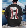 Baseball Alphabet Monogram Initial Letter R Men's Back Print T-Shirt Baseball Alphabet Monogram Initial Letter R Men's Back Print T-Shirt