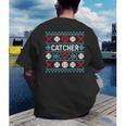 Baseball Catcher Ugly Christmas Sweater Pattern Sports Xmas Men's Back Print T-Shirt Baseball Catcher Ugly Christmas Sweater Pattern Sports Xmas Men's Back Print T-Shirt