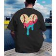 Baseball Drip Melting Ice Cream Baseball Heart Boys Girls Men's Back Print T-Shirt Baseball Drip Melting Ice Cream Baseball Heart Boys Girls Men's Back Print T-Shirt