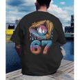 Baseball Player 67 Number 67th Sports Ice Cream Drip Men's Back Print T-Shirt Baseball Player 67 Number 67th Sports Ice Cream Drip Men's Back Print T-Shirt