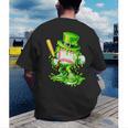 Baseball Player Ice Cream Drip Shamrocks St Patrick's Day Men's Back Print T-Shirt Baseball Player Ice Cream Drip Shamrocks St Patrick's Day Men's Back Print T-Shirt