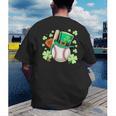 Baseball St Patricks Day Lucky Baseball Player Shamrock Men's Back Print T-Shirt Baseball St Patricks Day Lucky Baseball Player Shamrock Men's Back Print T-Shirt