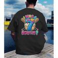 Blue Checkered I Was 6 Now I'm 7 Birthday Cake Baseball Drip Men's Back Print T-Shirt Blue Checkered I Was 6 Now I'm 7 Birthday Cake Baseball Drip Men's Back Print T-Shirt