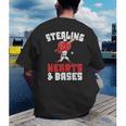 Boys Baseball Valentines Shirt Sterling Hearts Baseball Men's Back Print T-Shirt