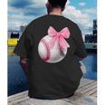 Cute Coquette Baseball Pink Bow Player & Fan Girls Men's Back Print T-Shirt
