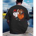Cute Heart Baseball Basketball Football Valentine Boy Men Men's Back Print T-Shirt