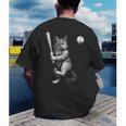 Cute Kitten Playing Baseball Hitter Bat Cool Baseball Cat Men's Back Print T-Shirt