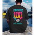 HUGvyn I Survived 100 Days Baseball Teacher Ice Cream Drip Men's Back Print T-Shirt HUGvyn I Survived 100 Days Baseball Teacher Ice Cream Drip Men's Back Print T-Shirt