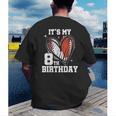 It's My 8th Birthday Baseball Football Heart 8 Year Old Men's Back Print T-Shirt