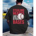 Kids Stealing Hearts Like I Steal Bases Cute Baseball Boys Men's Back Print T-Shirt