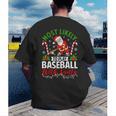Most Likely To Play Baseball With Santa Christmas Pajamas Men's Back Print T-Shirt Most Likely To Play Baseball With Santa Christmas Pajamas Men's Back Print T-Shirt