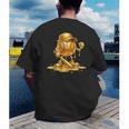Melting Baseball Mascot Slugger Bat Cap Cartoon Men's Back Print T-Shirt