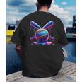 Neon Dripping Baseball And Bats Colorful Sports Art Men's Back Print T-Shirt Neon Dripping Baseball And Bats Colorful Sports Art Men's Back Print T-Shirt
