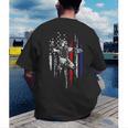 Patriotic Baseball Catcher American Flag Sports Tee Men's Back Print T-Shirt