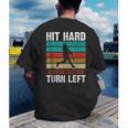 Retro Hit Hard Run Fast Turn Left Baseball Lover Men's Back Print T-Shirt