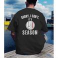 Sorry I Can't It's Volleyball Baseball Season Mom Of Both Men's Back Print T-Shirt Sorry I Can't It's Volleyball Baseball Season Mom Of Both Men's Back Print T-Shirt