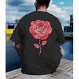 Sporty Rose Graphic With Baseball And Rugby Ball Petals Men's Back Print T-Shirt