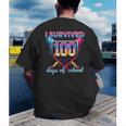 I Survived 100 Days Of School Baseball Boys Students Men's Back Print T-Shirt I Survived 100 Days Of School Baseball Boys Students Men's Back Print T-Shirt