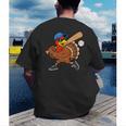 Turkey Baseball Thanksgiving Sports Humor Men Boy Kids Men's Back Print T-Shirt