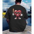 Valentines Day Heart Playing Baseball Boys Men Kids Girls Men's Back Print T-Shirt