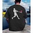 Valentines US Baseball Player Silhouette Heart Men's Back Print T-Shirt