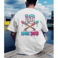 Baseball 10 Year Old Ice Cream Drip 10th Bday Double Digits Men's Back Print T-Shirt