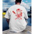 Drippy Baseball Mascot Valentine Heart Glasses Cartoon Men's Back Print T-Shirt