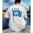 Fly The W Chicago Baseball Winning Flag Distressed Premium Tri-Blend Men's Back Print T-Shirt