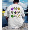 Mardi Gras Baseball Coquette Bow Fat Tuesday Parade Girls Men's Back Print T-Shirt Mardi Gras Baseball Coquette Bow Fat Tuesday Parade Girls Men's Back Print T-Shirt