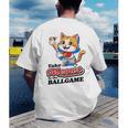 Take Meowt To The Ball Game Tee Slugger Cat Baseball Men's Back Print T-Shirt Take Meowt To The Ball Game Tee Slugger Cat Baseball Men's Back Print T-Shirt