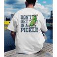 Youth Baseball Catcher Humor Don’t Get In A Pickle Men's Back Print T-Shirt