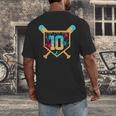 10 Years Old 10th Birthday Baseball Ice Cream Dripping Boys Men's Back Print T-Shirt