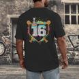 16th Birthday Baseball Drip Number 16 Year Old Birthday Boy Men's Back Print T-Shirt 16th Birthday Baseball Drip Number 16 Year Old Birthday Boy Men's Back Print T-Shirt