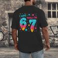 I Was 6 Now I'm 7 67 Birthday Baseball Drip 7 Year Old Men's Back Print T-Shirt I Was 6 Now I'm 7 67 Birthday Baseball Drip 7 Year Old Men's Back Print T-Shirt
