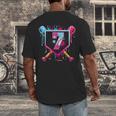 7th Birthday Boys Baseball Ice Cream Drip Boys Baseball Men's Back Print T-Shirt