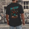 Backstop Catcher Baseball Graphic Men's Back Print T-Shirt Backstop Catcher Baseball Graphic Men's Back Print T-Shirt