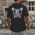 Baseball 5 Year Old Ice Cream Drip 5th Birthday Boy Number 5 Men's Back Print T-Shirt Baseball 5 Year Old Ice Cream Drip 5th Birthday Boy Number 5 Men's Back Print T-Shirt