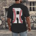 Baseball Alphabet Monogram Initial Letter R Men's Back Print T-Shirt Baseball Alphabet Monogram Initial Letter R Men's Back Print T-Shirt