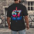 Baseball Bat Hands Drip 67 Six Seven Gen Alpha Slang Meme Men's Back Print T-Shirt Baseball Bat Hands Drip 67 Six Seven Gen Alpha Slang Meme Men's Back Print T-Shirt