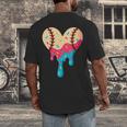 Baseball Drip Melting Ice Cream Baseball Heart Boys Girls Men's Back Print T-Shirt Baseball Drip Melting Ice Cream Baseball Heart Boys Girls Men's Back Print T-Shirt
