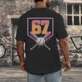 Baseball Drip Number 67 Fun Six Seven 6 7 Meme Men's Back Print T-Shirt