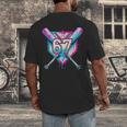 Baseball Dripping 67 Home Plate Six Seven Boy Kids Sports Men's Back Print T-Shirt