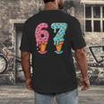 Baseball Ice Cream Drip 6 7 Kids 67 Birthday Men's Back Print T-Shirt