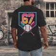 Baseball Ice Cream Drip Number 67 Player 67th Birthday Men Men's Back Print T-Shirt Baseball Ice Cream Drip Number 67 Player 67th Birthday Men Men's Back Print T-Shirt