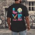Baseball Love Drip Ice Cream Colorful Baseball Men's Back Print T-Shirt
